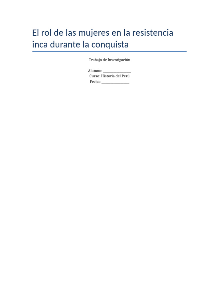 Mujeres Resistencia Inca | PDF