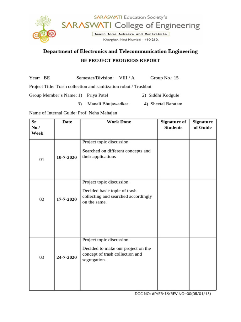 Trash Collection Robot Progress Report | PDF | Physical Sciences ...