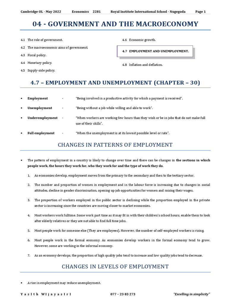 Understanding Employment and Unemployment | PDF | Unemployment | Employment