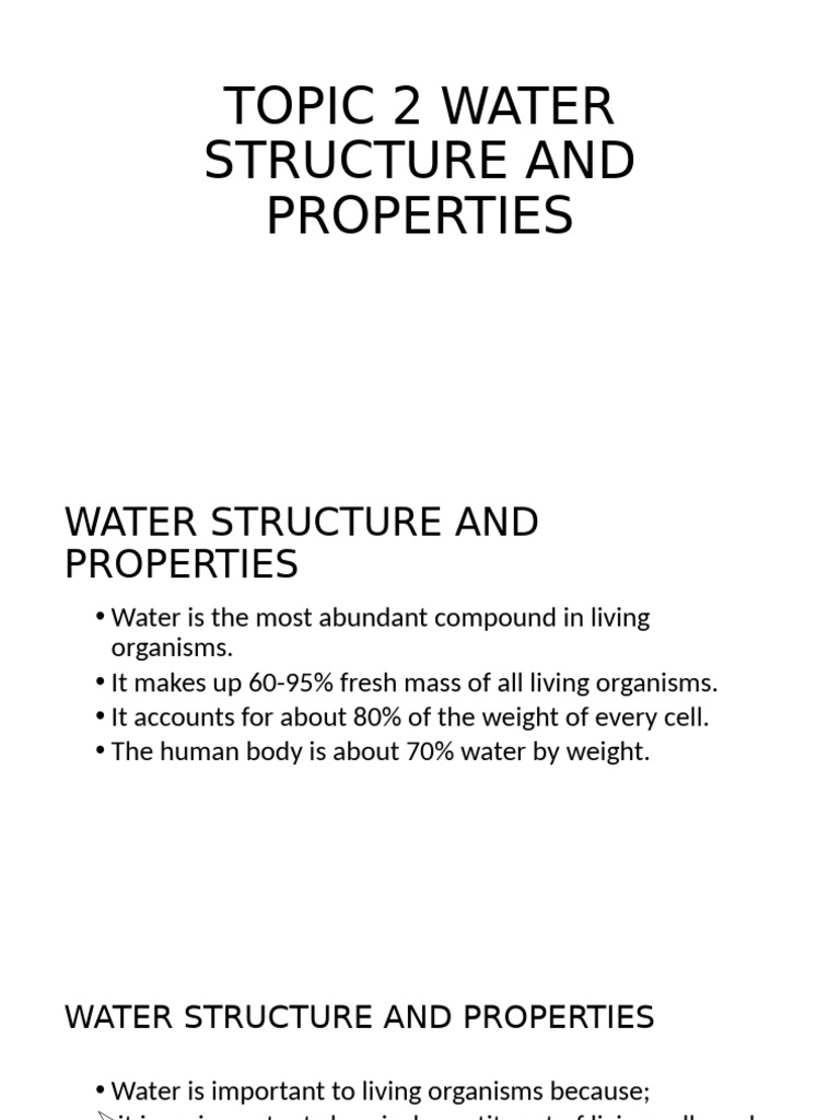 Topic 2 Water Structure and Properties 2025 | PDF | Solvation | Salt ...
