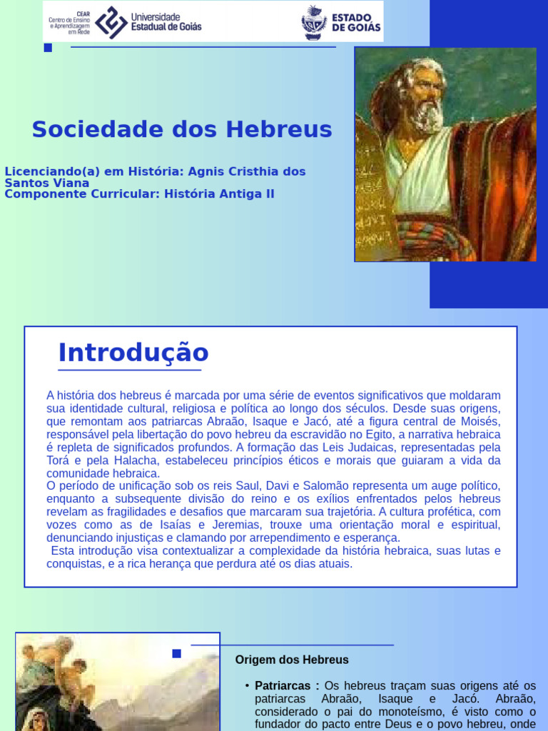 História da Sociedade Hebraica | PDF | Moisés | Profeta