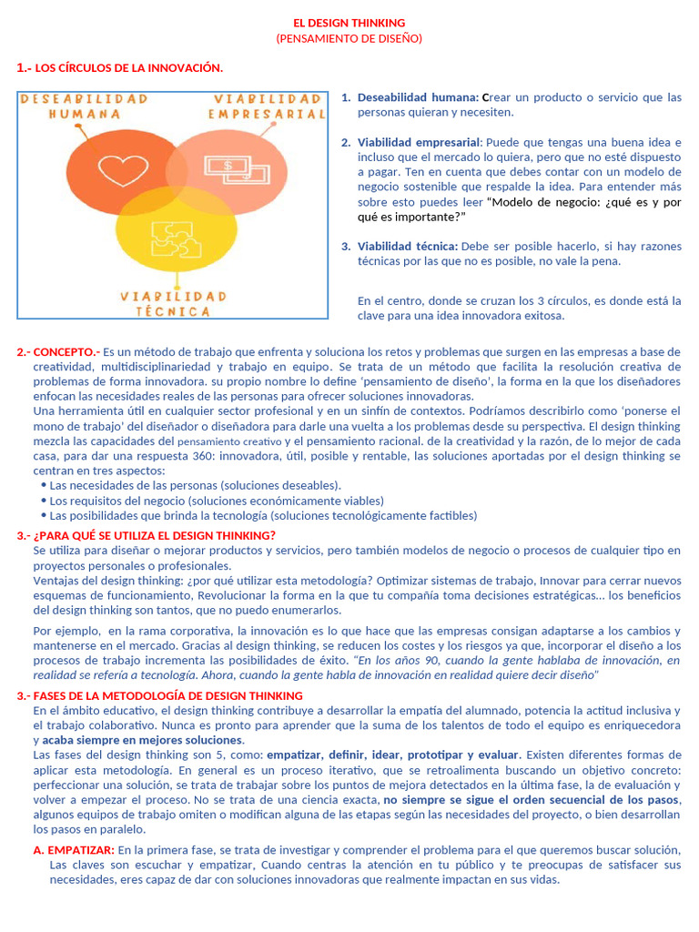 Design Thinking: Innovación y Metodología | PDF | El pensamiento de ...