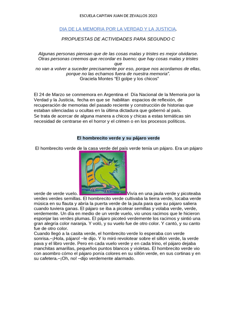 Dia de La Memoria Por La Verdad y La Justicia | PDF | Aves