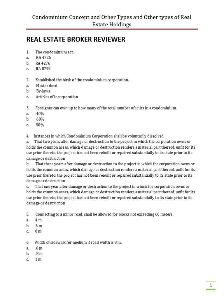 Condominium Laws and Real Estate Basics | PDF | Condominium | Deed