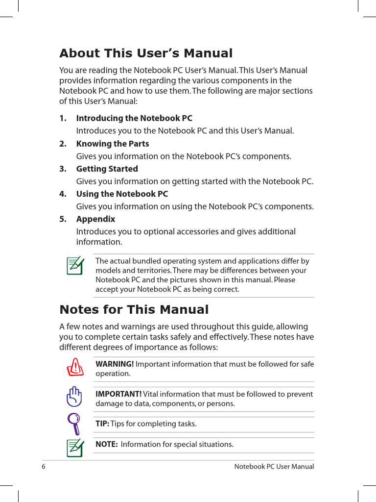 Asus Notebook PC User Manual | PDF