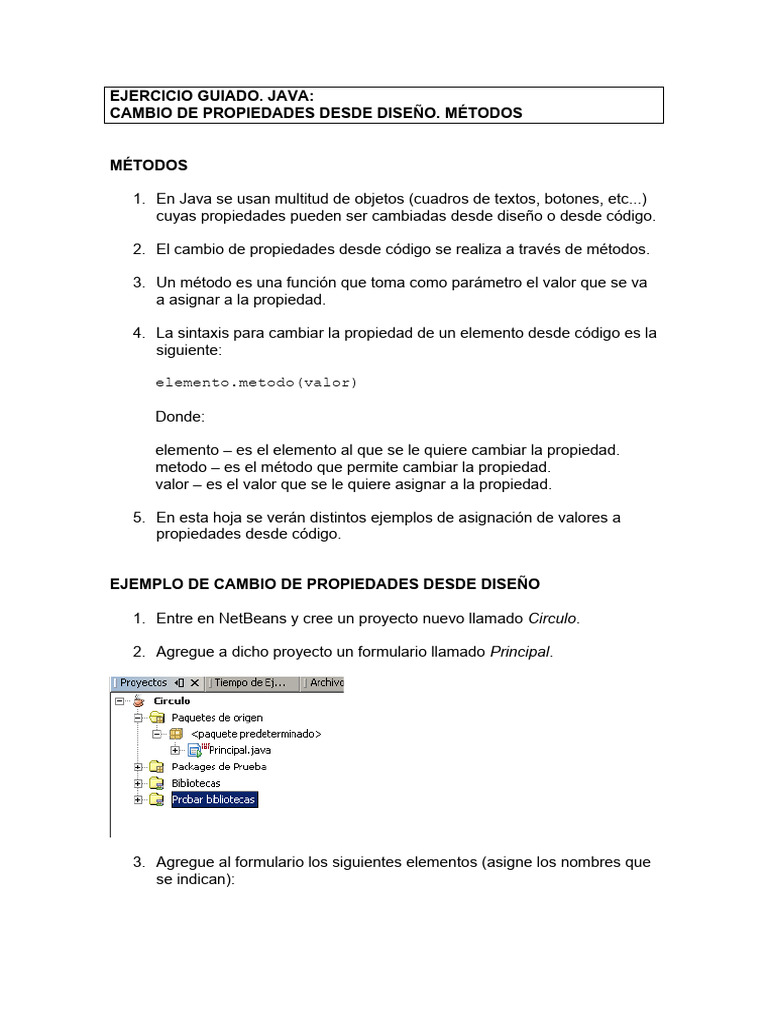 Cambios de Propiedades en Java | PDF | Java (lenguaje de programación ...