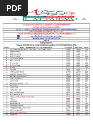 Arco Perfumes Price List 2023 | PDF | Fruit | Edible Fruits