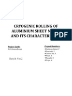 Cryogenic Rolling of Aluminium Sheet Metal and Its Characteristics