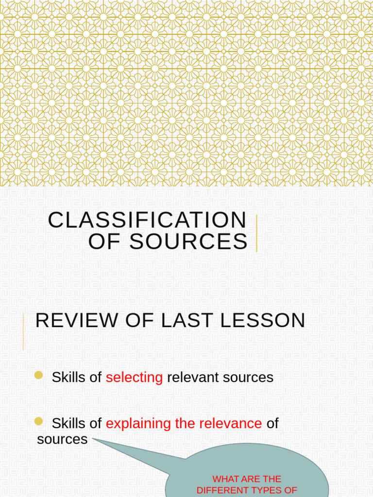 Types and Classification of Sources | PDF