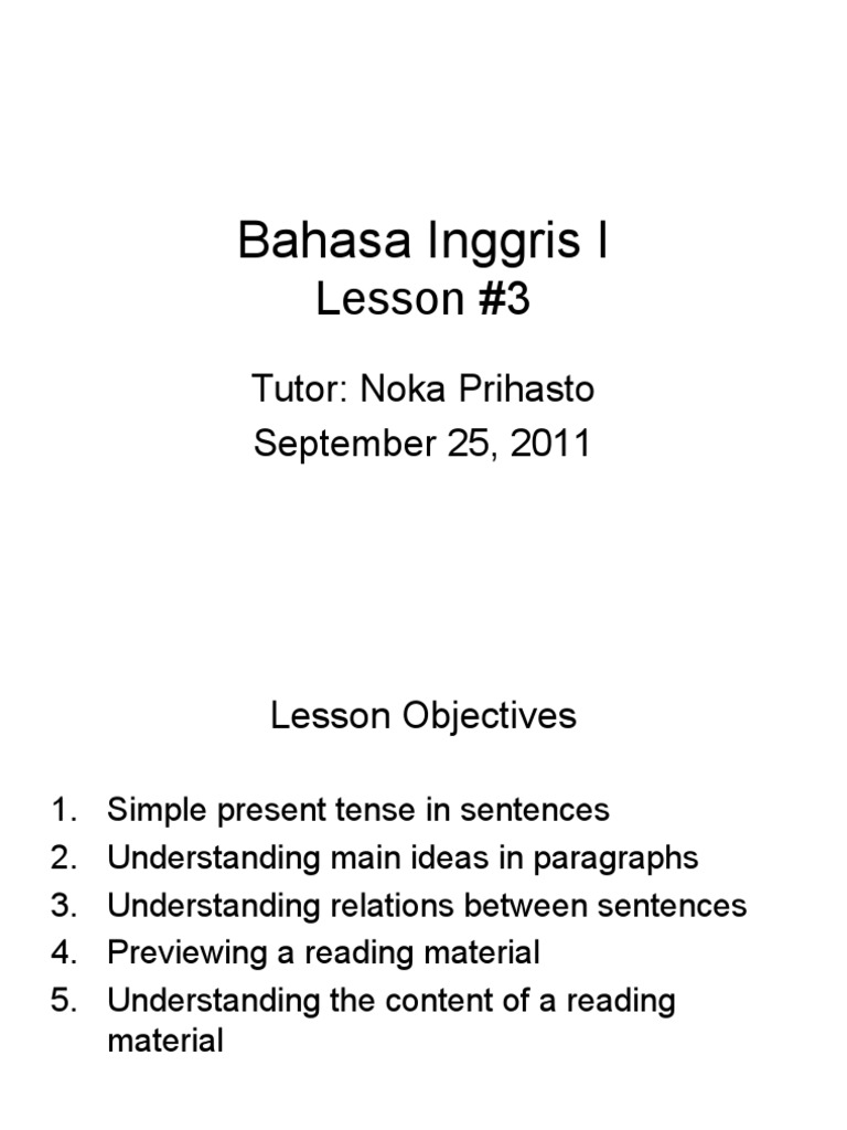 Bahasa Inggris I - Week 3 | Noun | Verb