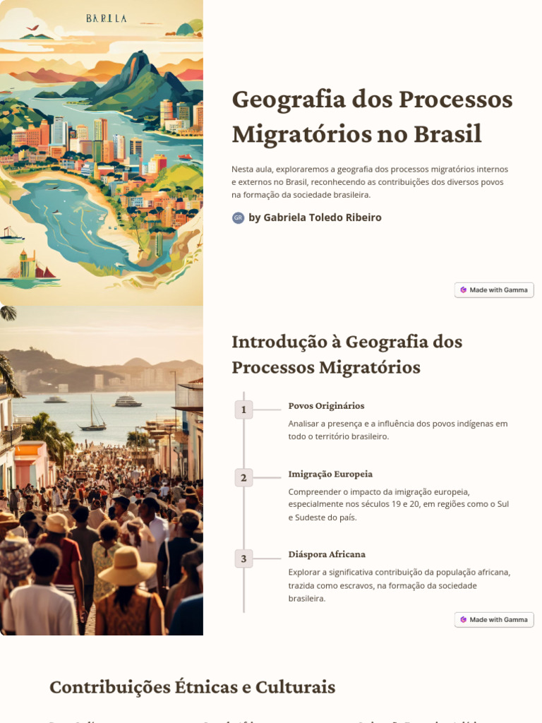 Geografia dos Processos Migratórios no Brasil | PDF | Migração humana ...