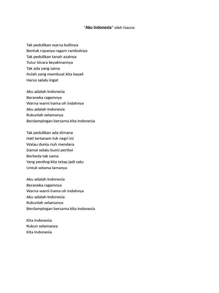 Lagu Aku Indonesia | PDF