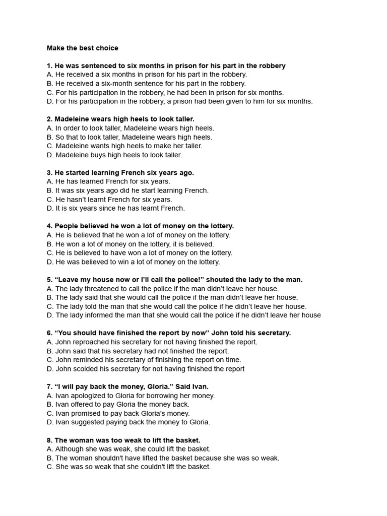 Sentence Rephrasing Exercises | PDF | Boiler | Heat