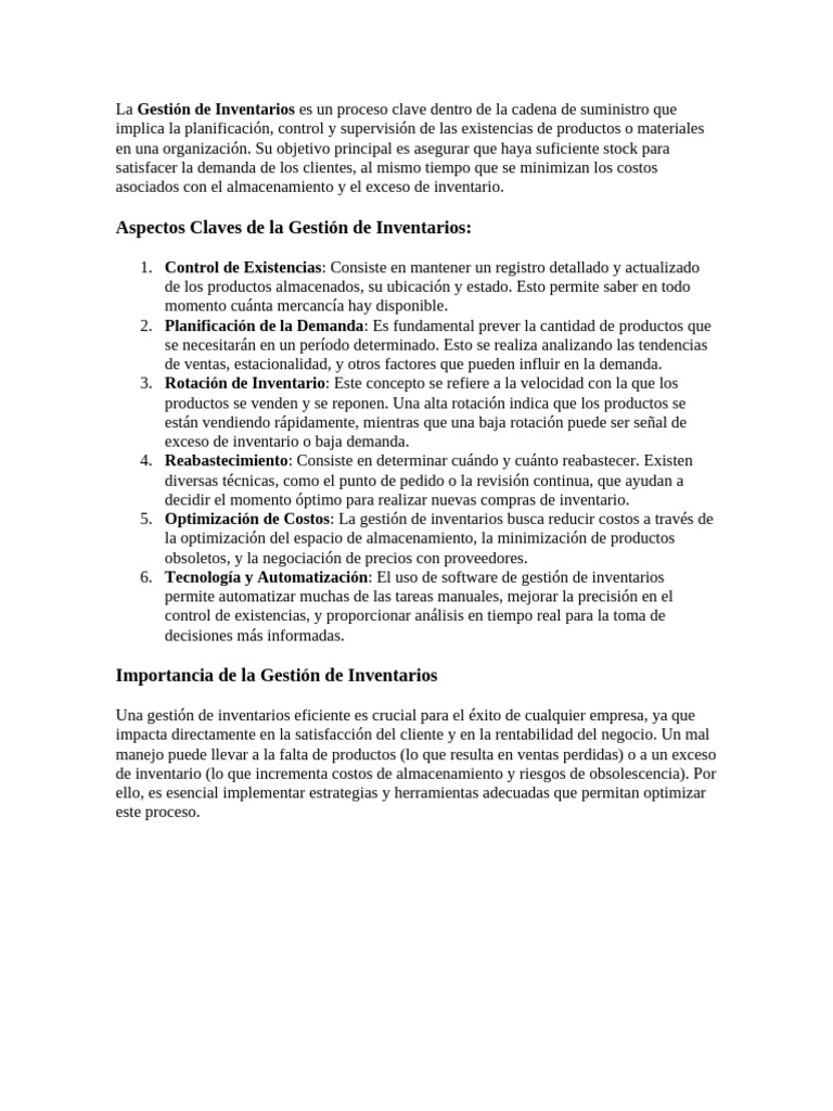 Claves para una Gestión de Inventarios Eficiente | PDF | Business ...