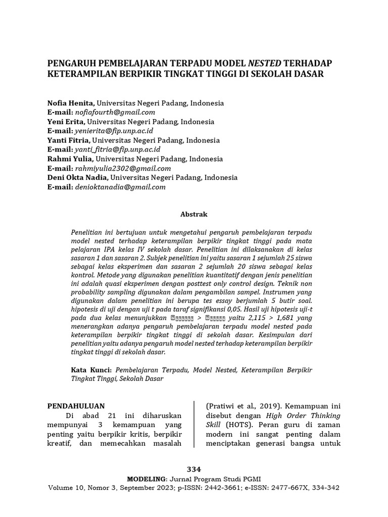 Pengaruh Model Nested pada Keterampilan HOTS | PDF