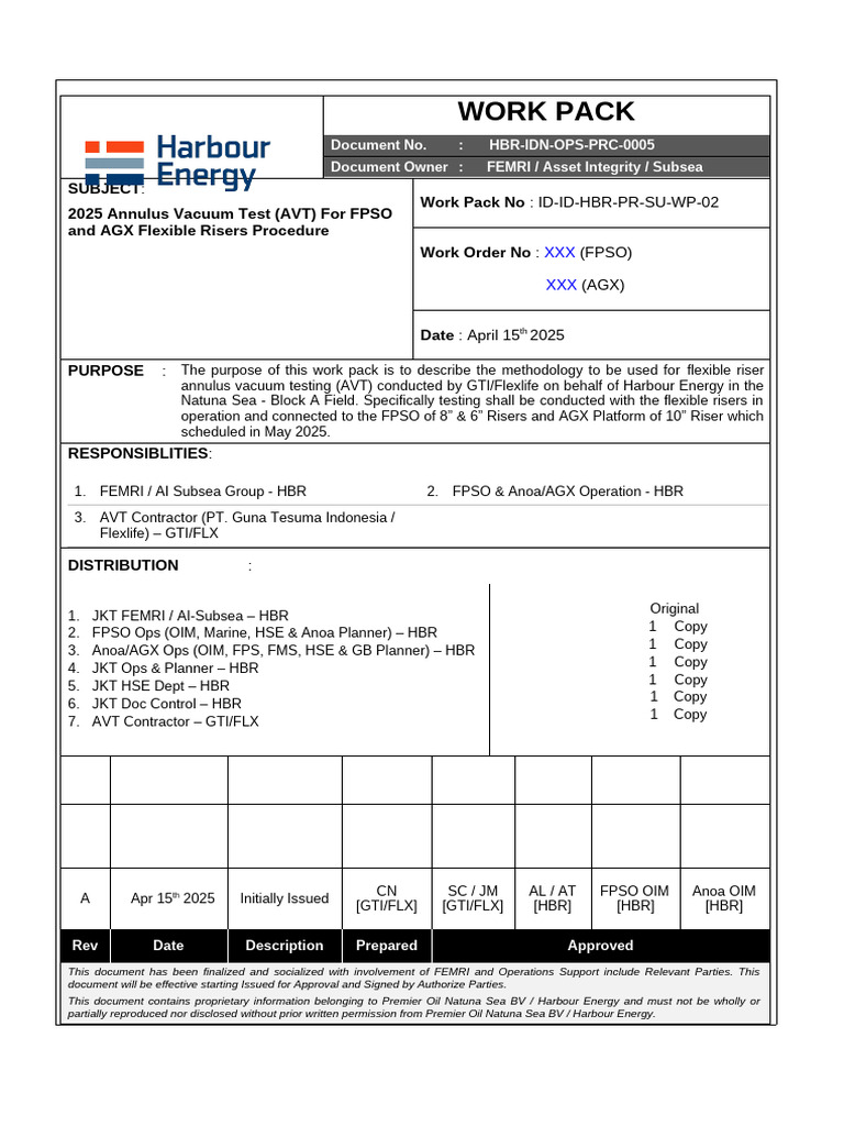2025 AVT Procedure for FPSO & AGX Risers | PDF | Gases