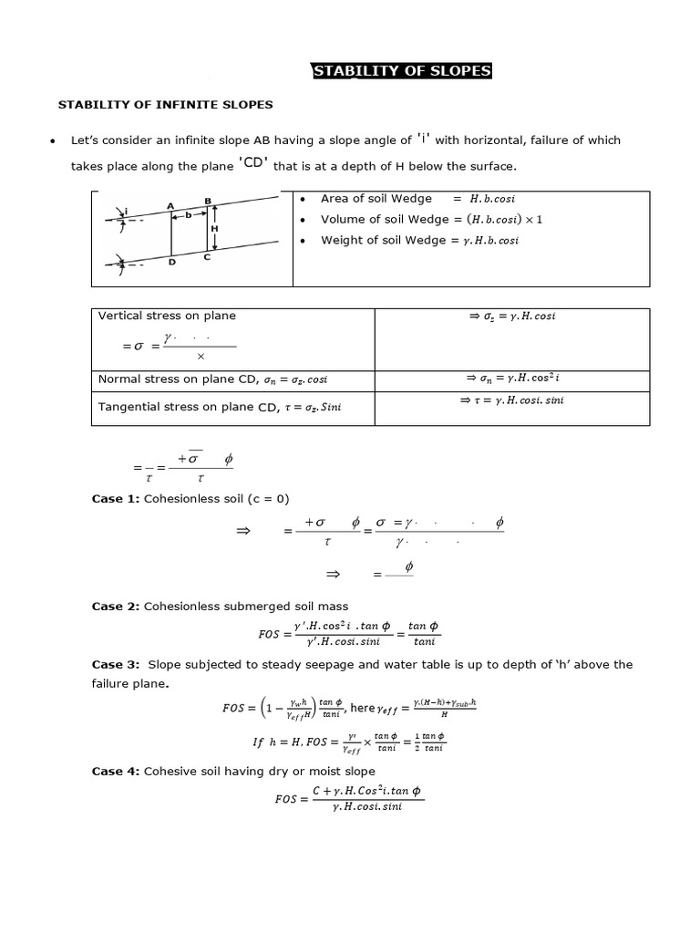 Stability Analysis of Soil Slopes | PDF | Mechanical Engineering ...