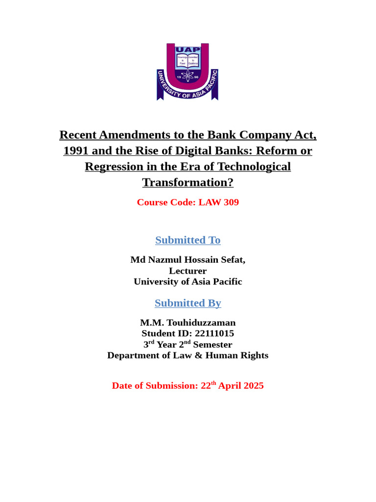 Recent Amendments To The Bank Company Act | PDF | Banks | Computer Security