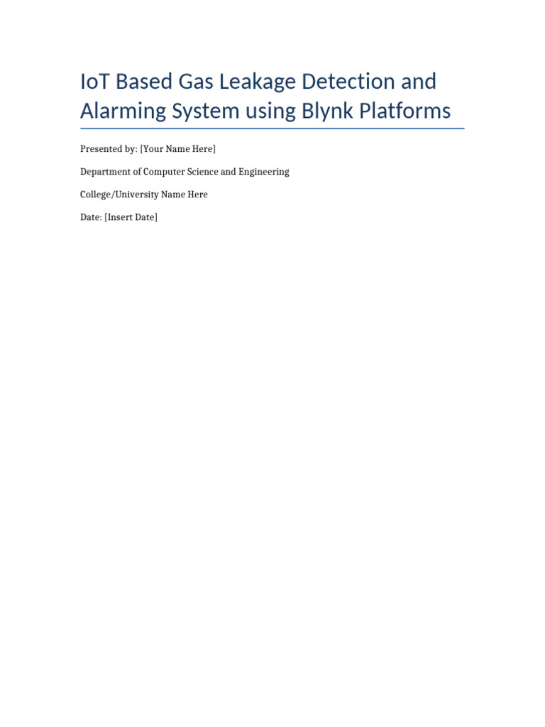 IoT Gas Leakage Seminar Report | PDF | Internet Of Things | Sensor