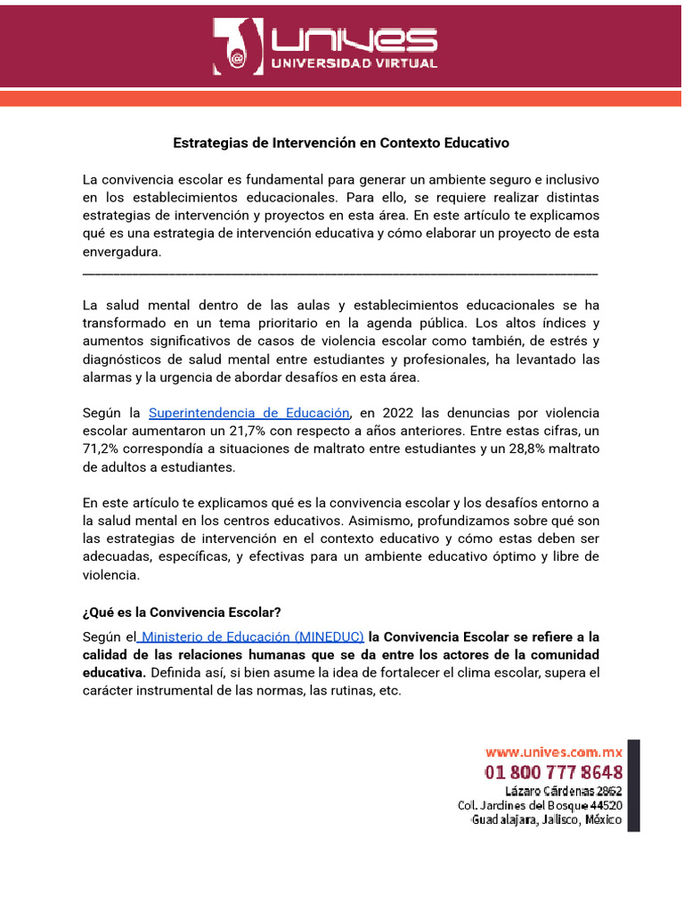 Estrategias para la Convivencia Escolar | PDF | Salud mental | Las ...