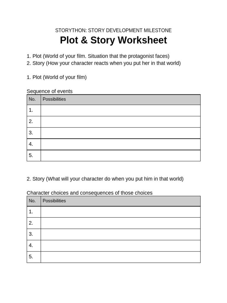 Story Development Worksheet Guide | PDF