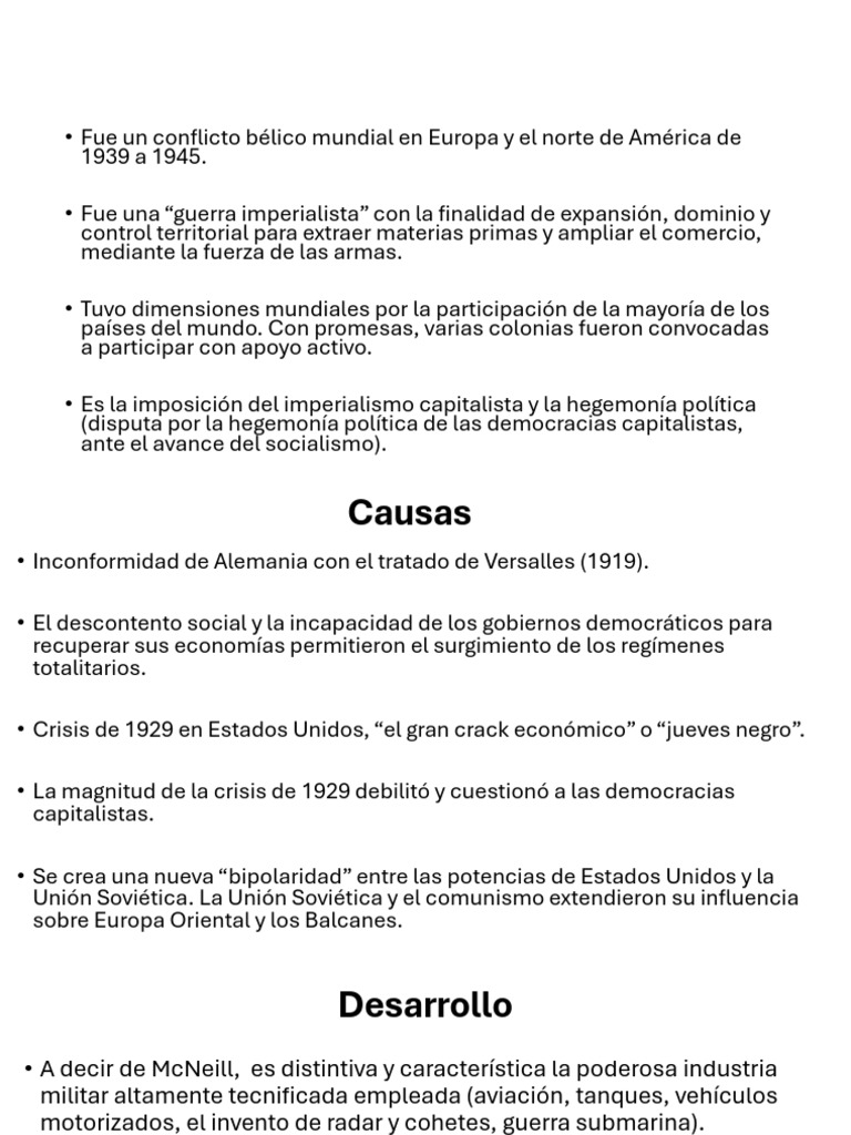 Causas y Consecuencias de la Segunda Guerra Mundial | PDF | Segunda ...