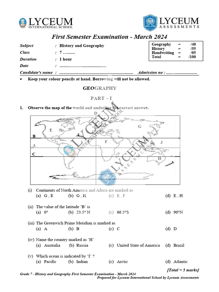 Grade 7 Geography Exam Guide | PDF | Earth Sciences | Geography