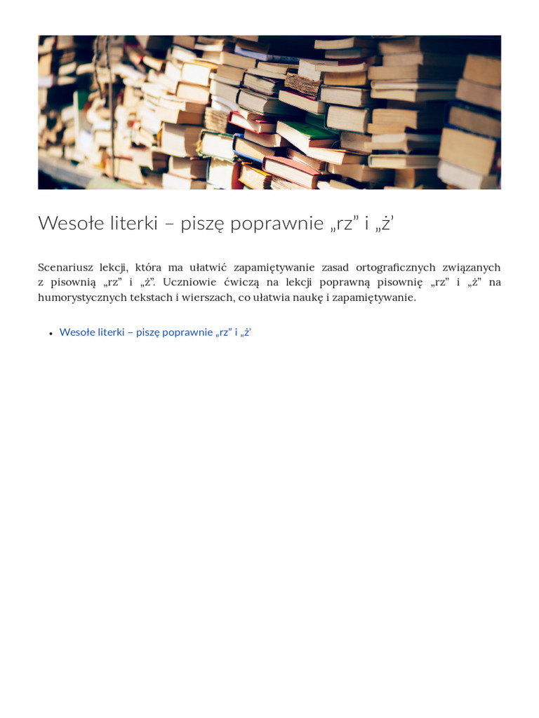 Wesole Literki Pisze Poprawnie RZ I Z | PDF