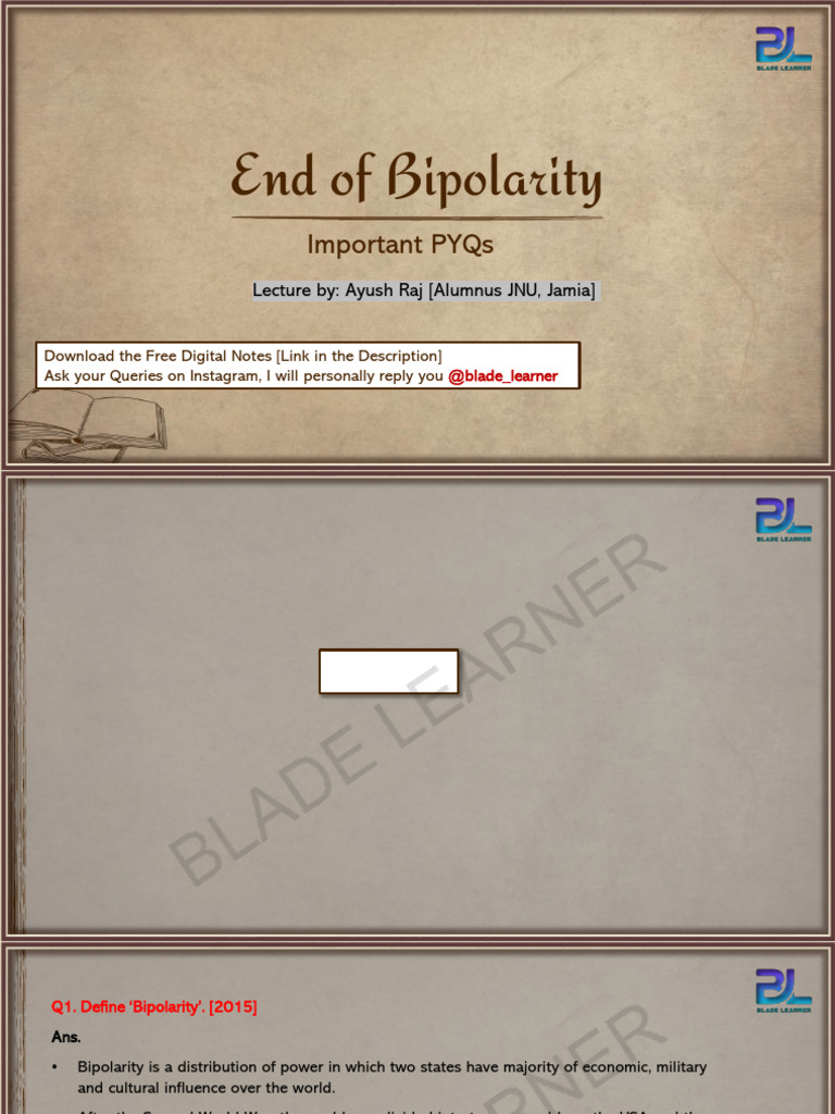 End of Bipolarity Imp Ques | PDF | Soviet Union | World Politics