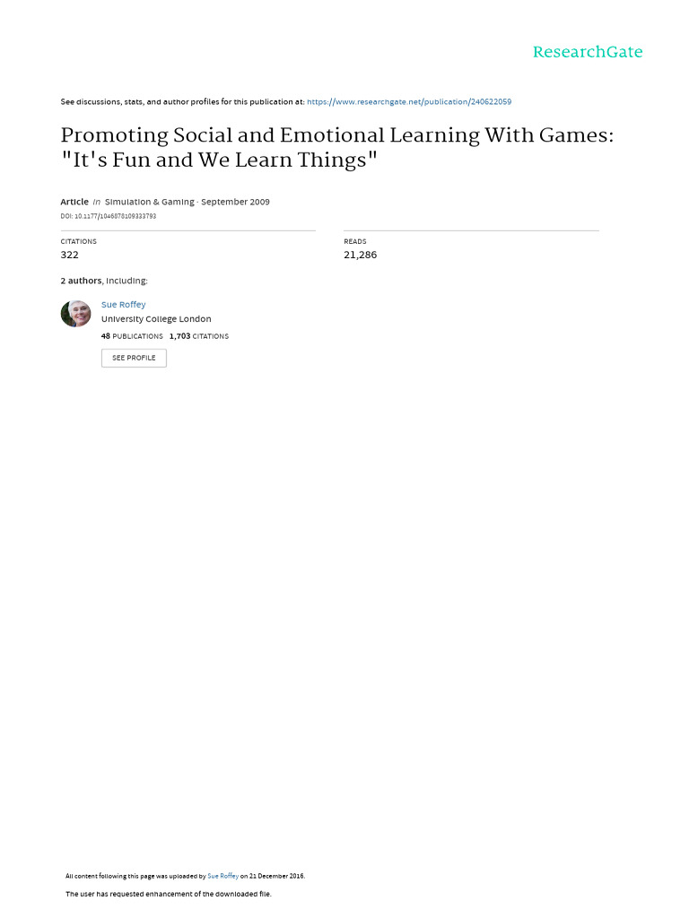 Games for Social and Emotional Learning | PDF | Learning ...