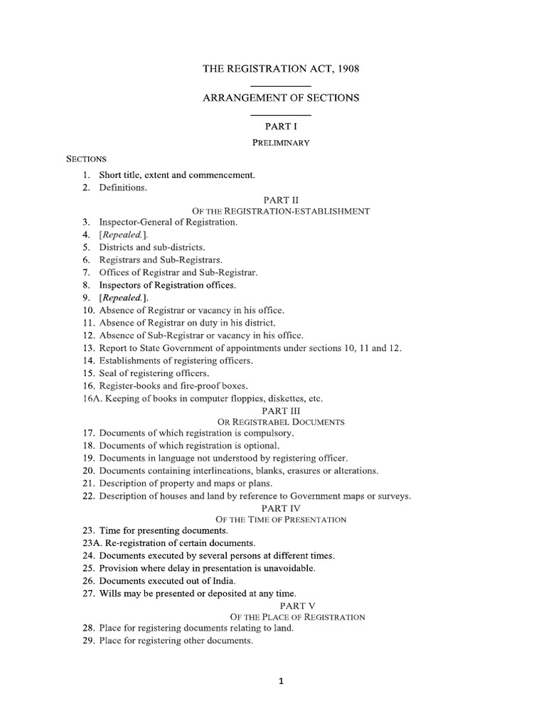 Reg Act 1908 | PDF