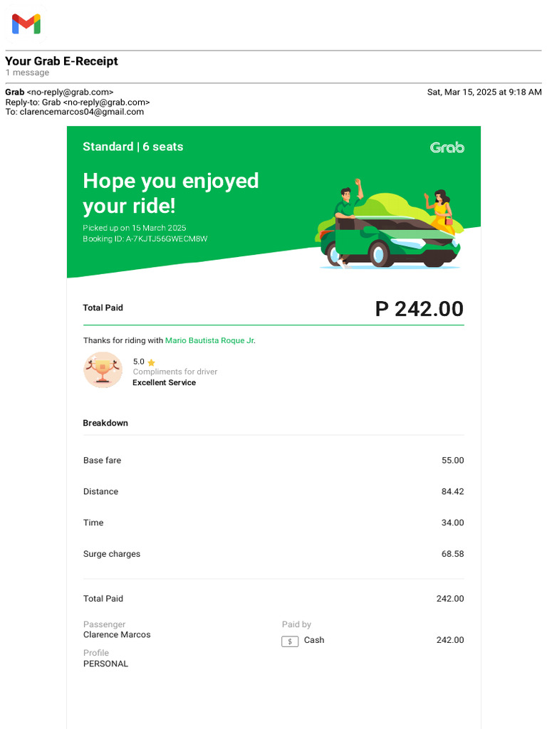 Grab E-Receipt for March 2025 Ride | PDF