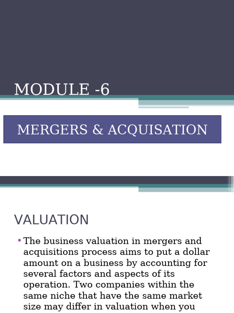 M&A Valuation and Financing Strategies | PDF | Mergers And Acquisitions ...