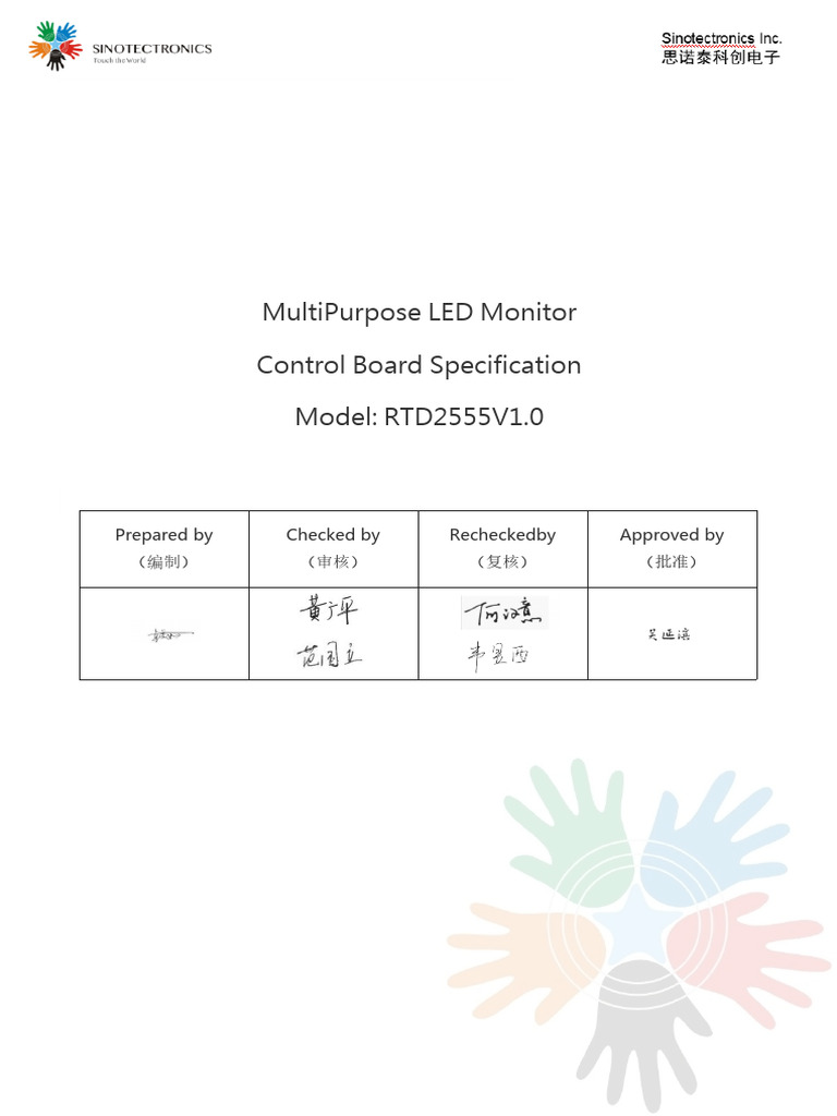 Multipurpose Led Monitor Control Board Specification Model: Rtd2555V1.0 ...