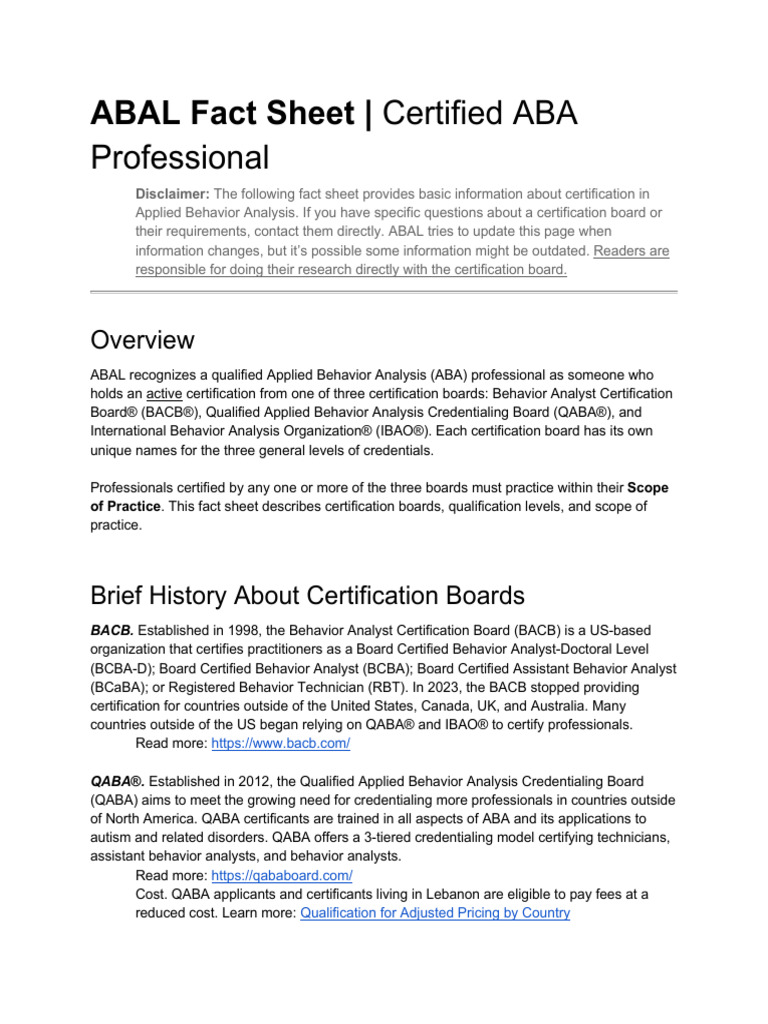 ABA Certification Overview for Lebanon | PDF