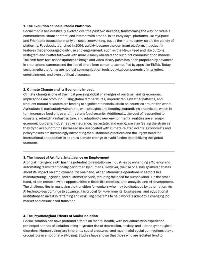 Social Media Evolution and Its Impact | PDF | Mental Health | Climate ...