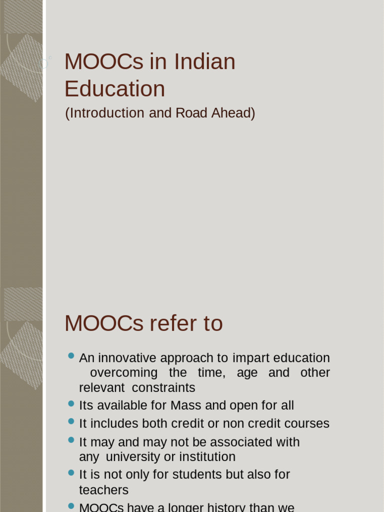 Overview of SWAYAM and MOOCs in India | PDF | Massive Open Online ...