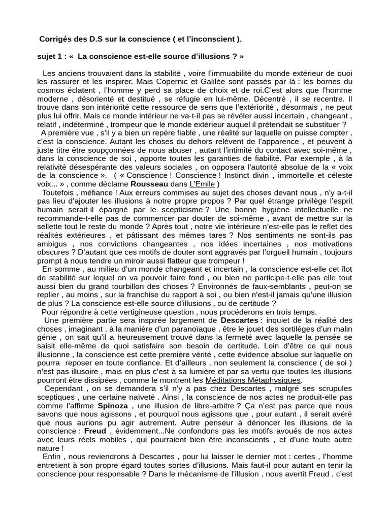 Illusions de la conscience et authenticité | PDF | René Descartes ...