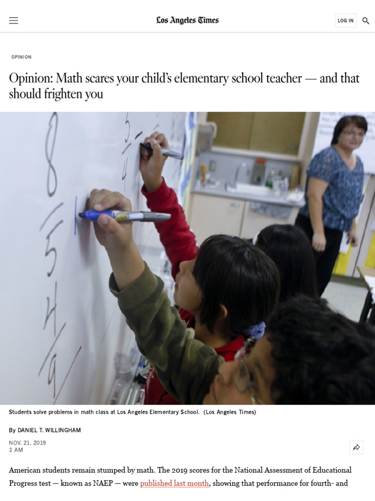 Willingham - Math Scares Your Child's Elementary School Teacher - and ...