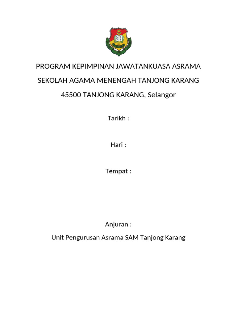 Program Kepimpinan Asrama SAM Tanjong Karang | PDF