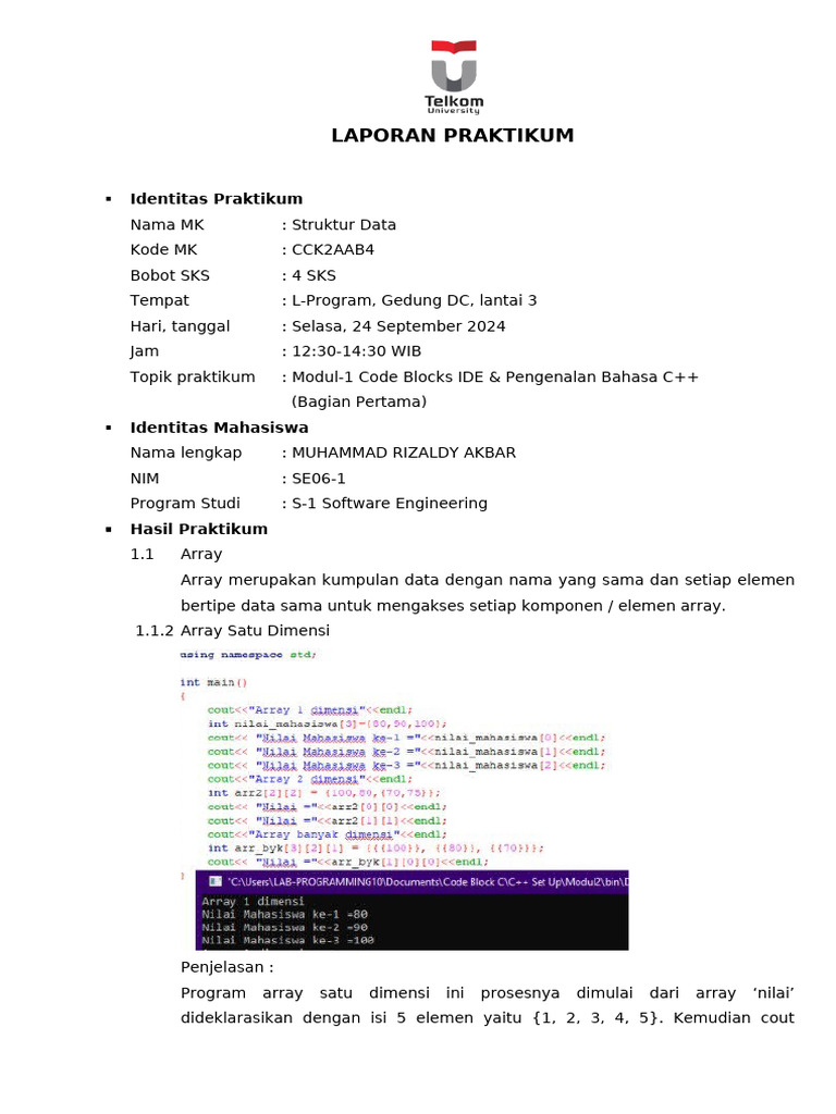 Praktikum Struktur Data: C++ dan Array | PDF
