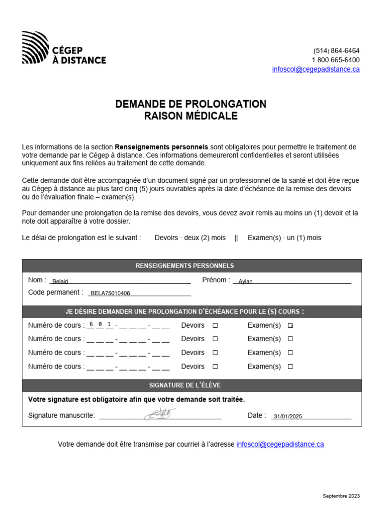 Demande de Prolongation Médicale | PDF