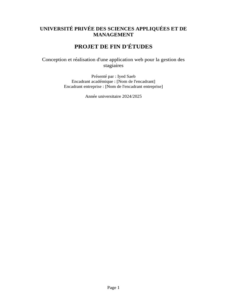 Application Web pour Gestion des Stagiaires | PDF