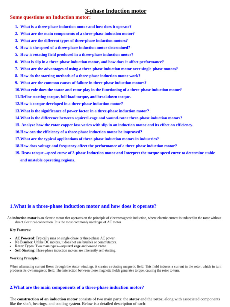 3-Phase Induction Motor Overview and Analysis | PDF | Electric Motor ...