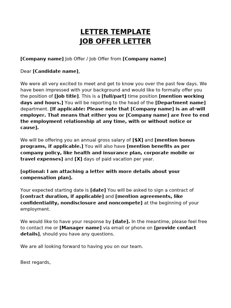Job Offer Letter Template | PDF