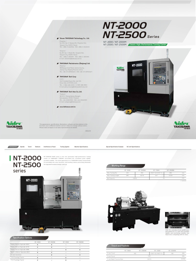TAKISAWA NT-2000/2500 Turning Centers | PDF | Mechanical Engineering ...