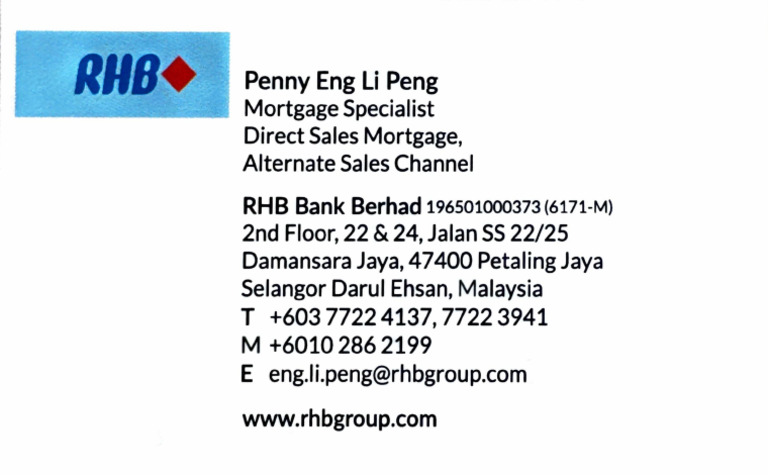 RHB Mortgage Specialist Contact Info | PDF