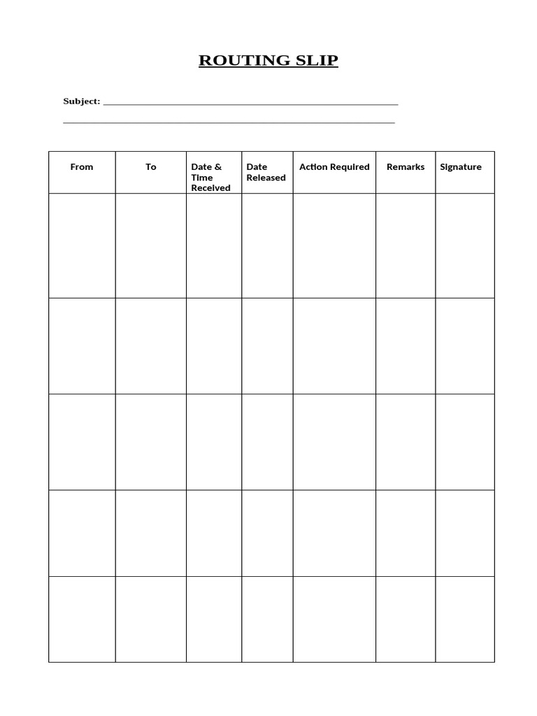 Routing Slip Template for Document Tracking | PDF