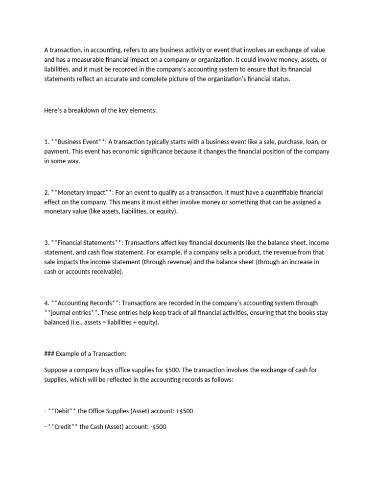 Key Elements of Money Transactions | PDF | Business | Business Economics