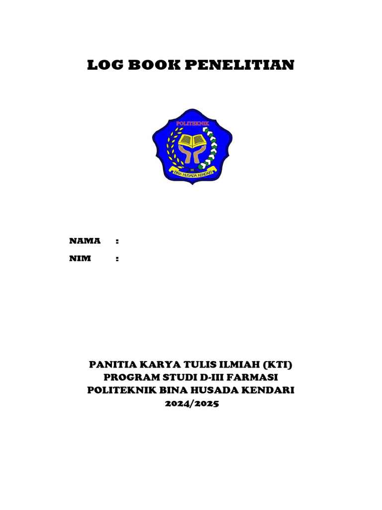 Log Book Penelitian KTI Farmasi 2024 | PDF